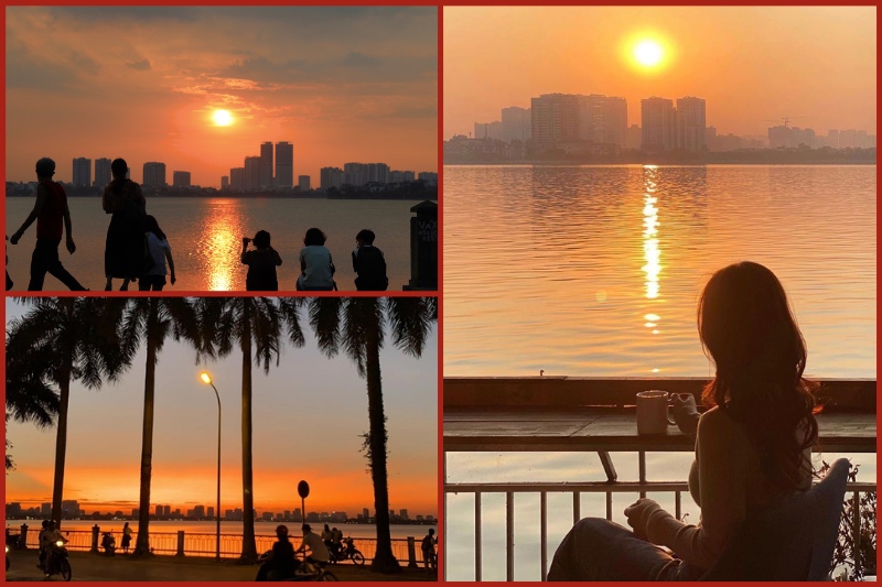 Admiring the West Lake sunset